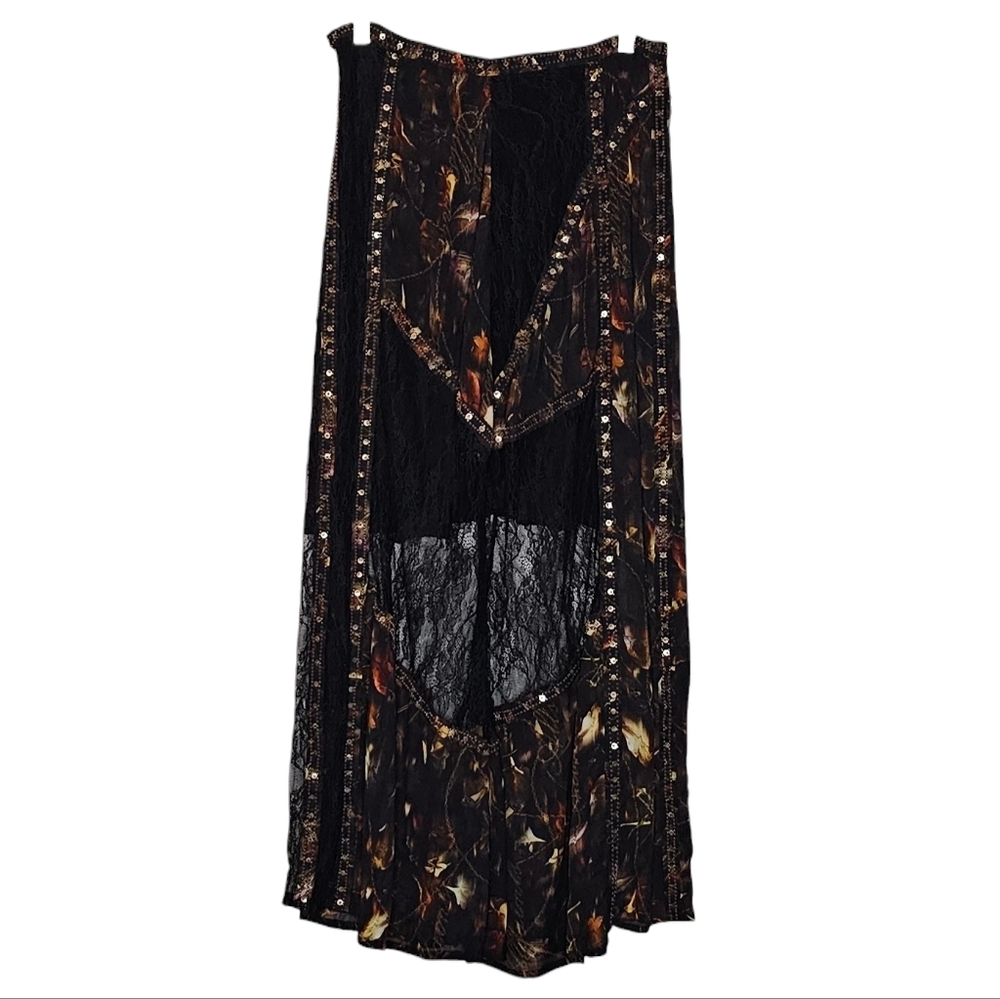 All Saints Black Lace Bryn Studded Maxi Half Sheer Skirt Boho Emo Whimsigoth 8 - Picture 4 of 10